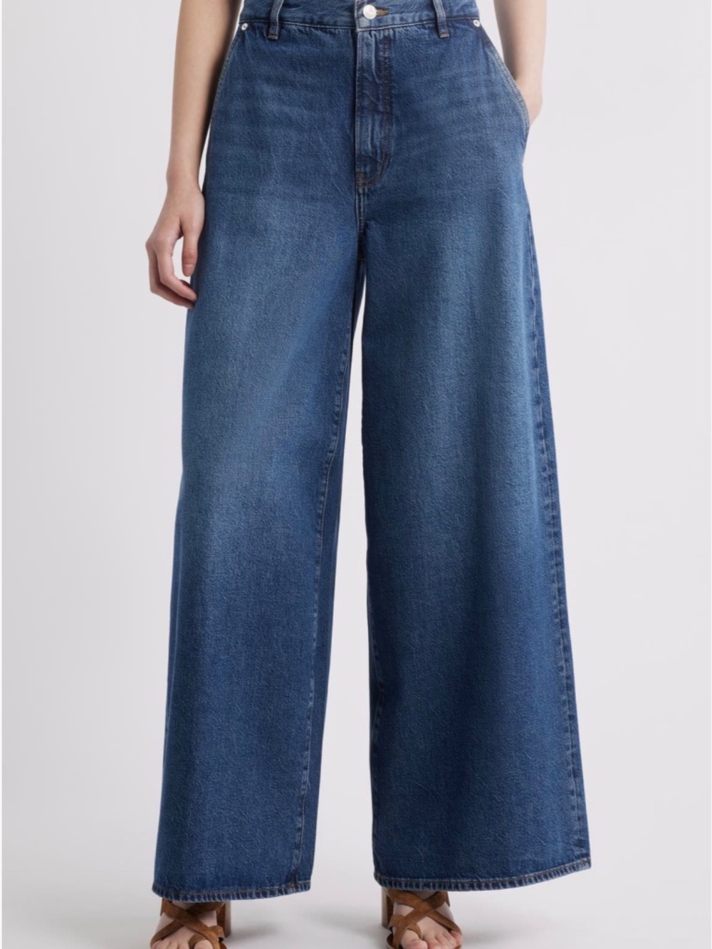 NWT FRAME Women’s Size 30 Wide-Leg Med Wash High Rise Denim Jeans, MSRP $348